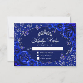 Resposta Azul Real Prata Quinceanera