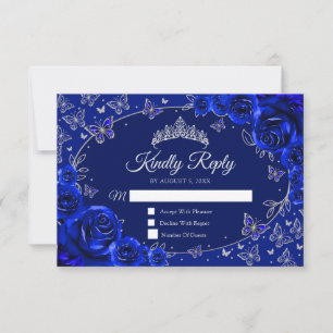 Resposta Azul Real Prata Quinceanera