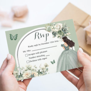 Resposta Boho Sage Verde Rosas Brancas Princesa XV