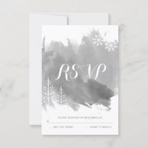 Resposta cinzenta do casamento no inverno RSVP da