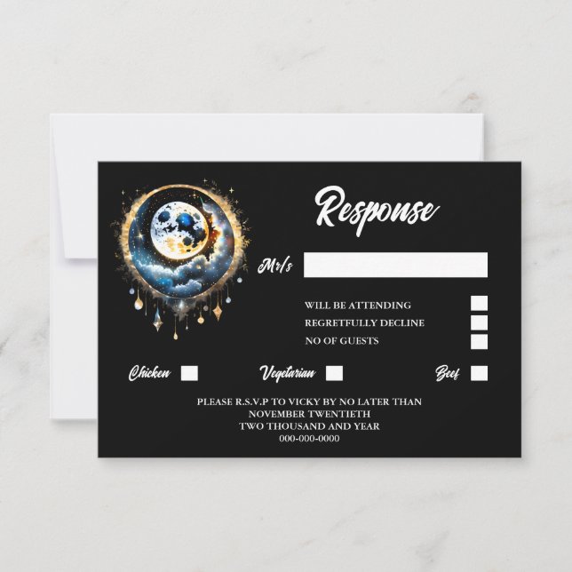 resposta da luna à noite estelar da lua de cheio (Frente)