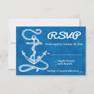 Resposta de Casamento Âncora de Navio Azul Aquarel