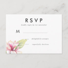 Resposta de Casamento Aquarela Magnólia Rosa