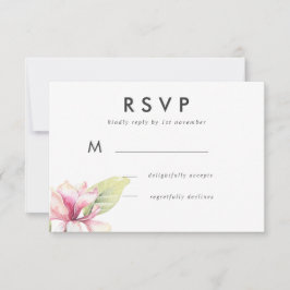 Resposta de Casamento Aquarela Magnólia Rosa
