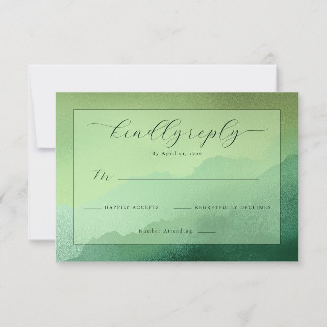 Resposta de Casamento Aquarela Verde Tranquila (Frente)