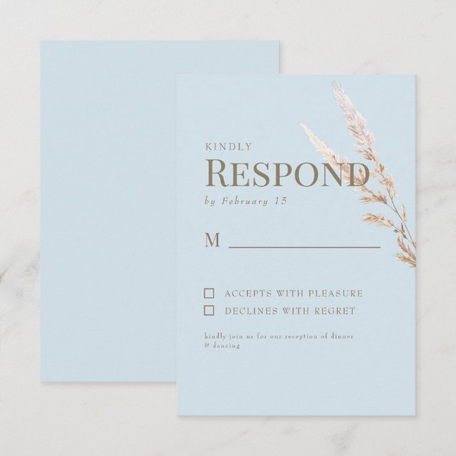 Resposta de Casamento Boho em Azul Céu com Texto D (Frente/Verso)