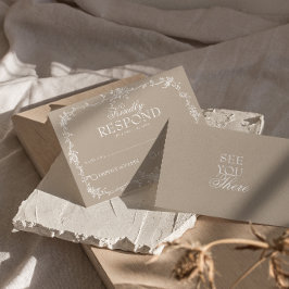 Resposta de Casamento Boho Floral Bege Macio Chiqu