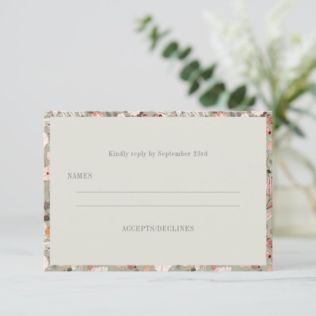 Resposta de Casamento Boho Minimalista Floral Rust (Em pé/Frente)