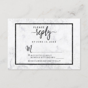Resposta de Casamento Chic Branco e Mármore Cinza