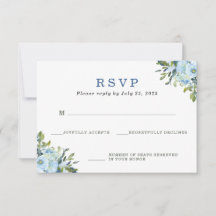 Resposta de Casamento com Aquarela Floral Azul Cla