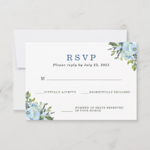 Resposta de Casamento com Aquarela Floral Azul Cla