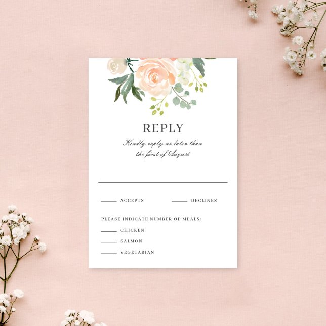 Resposta de Casamento com Aquarela Floral de Pêsse (Criador carregado)