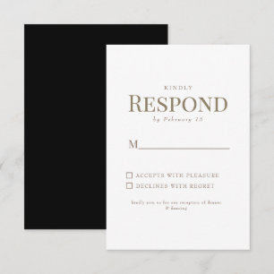 Resposta de Casamento com Texto Dourado Preto e Br