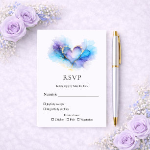 Resposta de Casamento Coração Abstrato Azul Roxo D