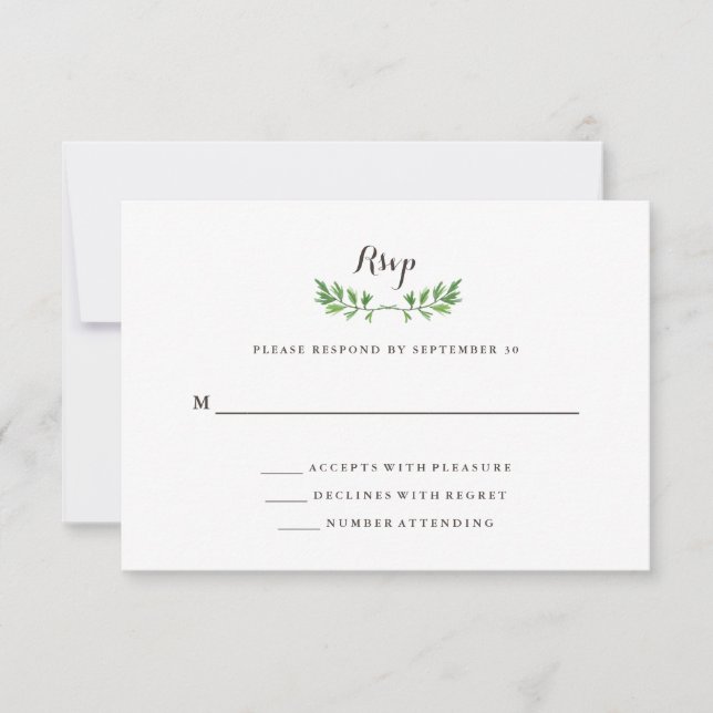 Resposta de Casamento de Folhas Botânicas Verdes (Frente)