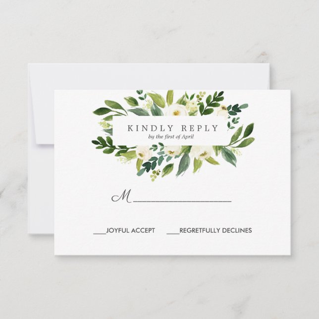 Resposta de Casamento de Quadro White Bloom RSVP (Frente)