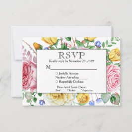 Resposta de Casamento de RSVP Floral Amarelo Cor-d