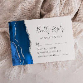 Resposta de Casamento em Azul Real Moderno com Ága