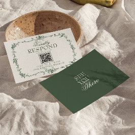 Resposta de Casamento em Código QR Floral Verde Es