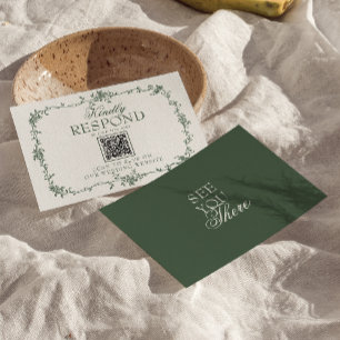 Resposta de Casamento em Código QR Floral Verde Es