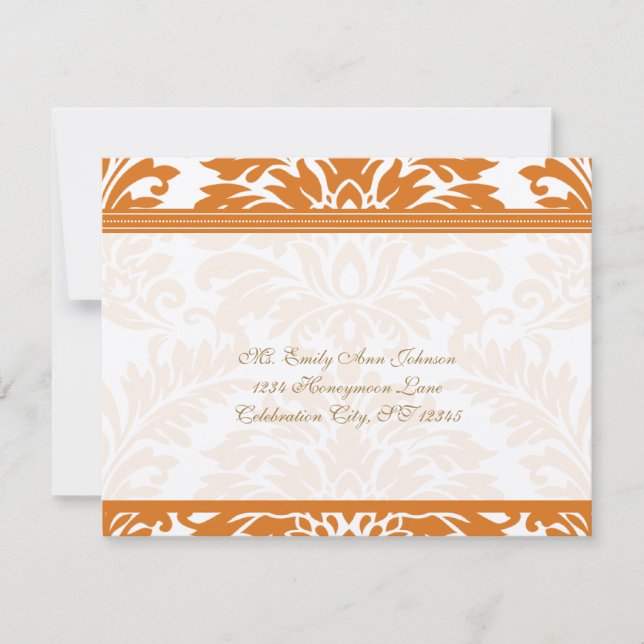 Resposta de casamento em damasco coral e marfim Sn (Frente)