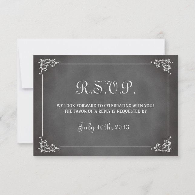 Resposta de casamento em quadro-negro cinza românt (Frente)