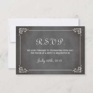 Resposta de casamento em quadro-negro cinza românt