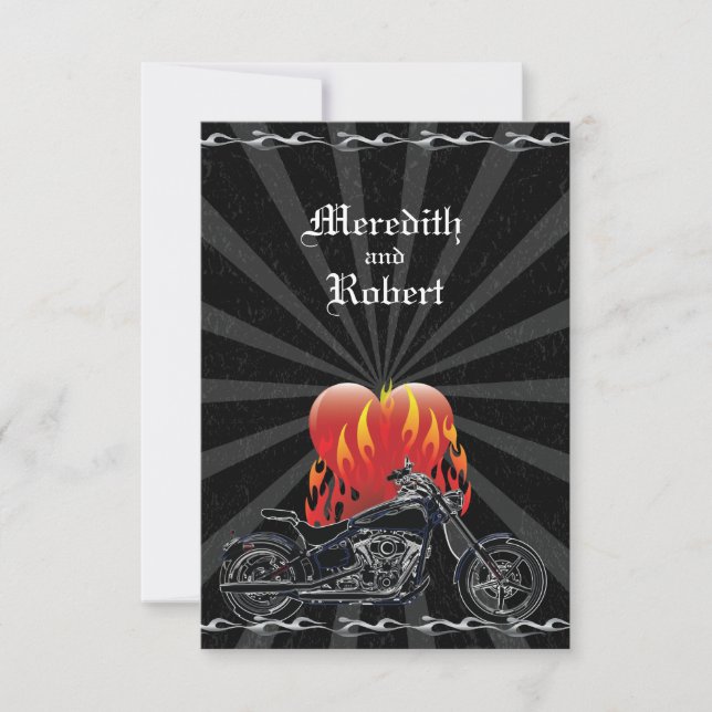 Resposta de Casamento Flaming Love Biker (Frente)