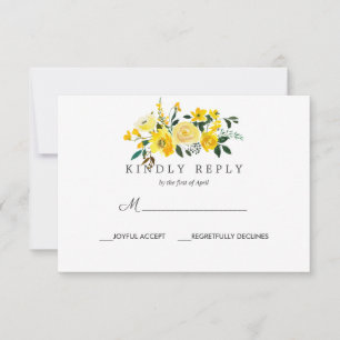 Resposta De Casamento Floral Amarelo Vibrante Rsvp