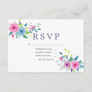 Resposta de Casamento Floral Aquarela Violeta Ultr