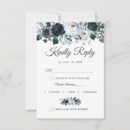 Resposta de Casamento Floral Azul Boho Rústico com