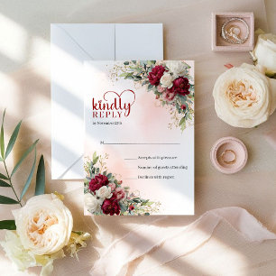 Resposta de Casamento Floral Boêmio Burgundy Doura