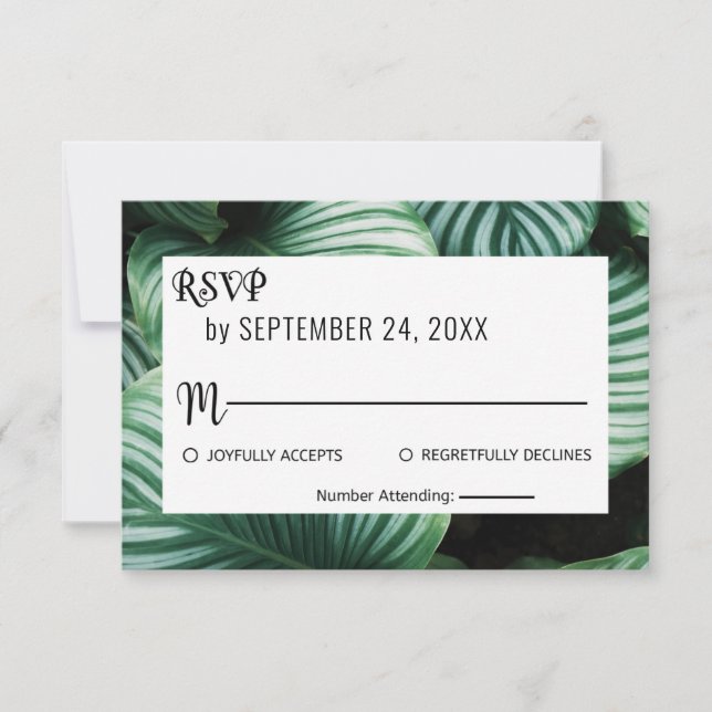 Resposta de casamento floral chic tropical verde e (Frente)