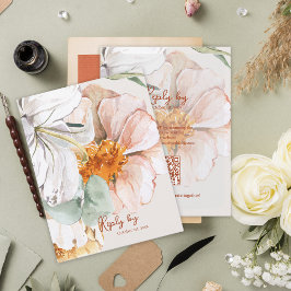 Resposta de Casamento Floral com Código QR Blush P