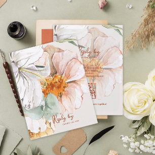 Resposta de Casamento Floral com Código QR Blush P