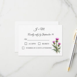 Resposta de Casamento Floral de Cardo em Aquarela 