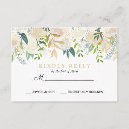 Resposta de Casamento Floral de Ivory Buquê RSVP M