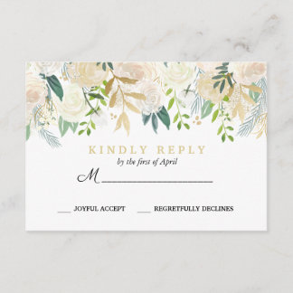 Resposta de Casamento Floral de Ivory Buquê RSVP M