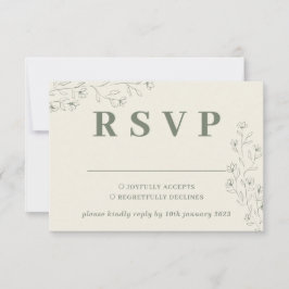 Resposta de Casamento Floral Minúscula Bege Marfim