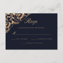 Resposta de Casamento Floral Naval Dourado Vintage