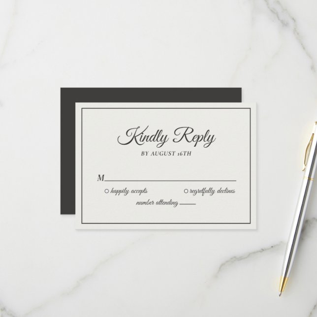 Resposta de Casamento Gentilmente Minimalista Crem (Frente/Verso In Situ)