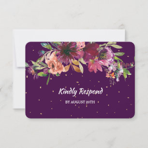 Resposta de Casamento Menu Confete Dourado Floral 