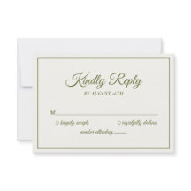 Resposta de Casamento Moderna Creme e Verde Oliva