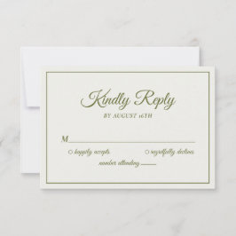 Resposta de Casamento Moderna Creme e Verde Oliva