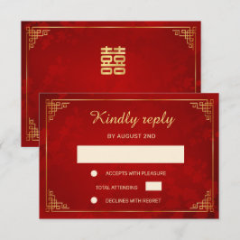 Resposta de Casamento Quadro Chinês Dourado Vermel