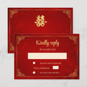 Resposta de Casamento Quadro Chinês Dourado Vermel