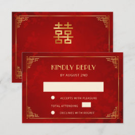 Resposta de Casamento Quadro Chinês Dourado Vermel
