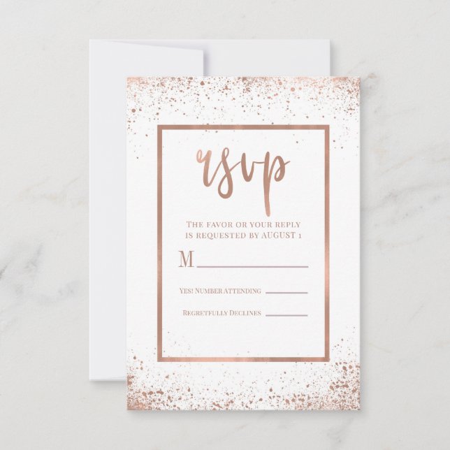 Resposta de Casamento Rosa Dourado Glam Moderno Ch (Frente)