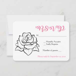 Resposta de Casamento Rosa Floral em Preto e Rosa