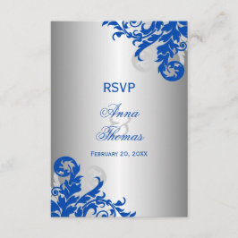 Resposta de Casamento Royal Blue e Prata Flourish